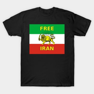 Free Iran Slogan over Iran Flag of the Freedom Resistance T-Shirt